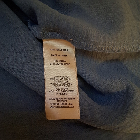 Chenault Blue Blouse with Gold Pineapple Print - Picture 6 of 6